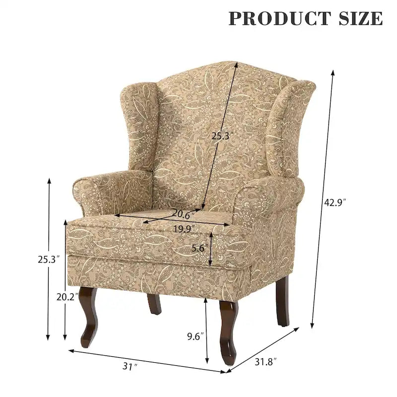 2 fauteuils d'appoint à dossier haut traditionnels, revêtus de tissu