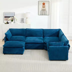 Canapé modulaire moderne 5 places en velours côtelé, surdimensionné, 113,4 po (L) x 79,13 po (l), avec pouf, canapé en U avec coin salon, HYLEORY