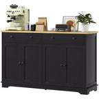 Buffet bas HOMCOM avec rangements, Meuble de cuisine moderne avec 4 portes, 2 tiroirs et 2 étagères réglables, Meuble de bar à café