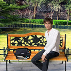 Banc de jardin en métal Costway pour patio, parc, porche, chaise de chemin, mobilier en fonte et bois dur