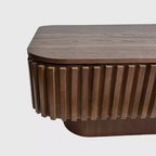 JVNOXK Table basse relevable rainurée 38,6 po avec rangement, table d'appoint moderne à hauteur réglable en placage de bois massif pour salon, chambre, noyer