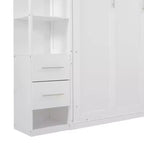 Lit escamotable Queen Luxystar avec étagères de rangement, 4 tiroirs et lumières