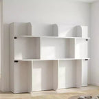 Lit escamotable 2-en-1 invisible Murphy avec étagères de rangement, Grand lit (Queen), Bois naturel (Matelas non inclus)