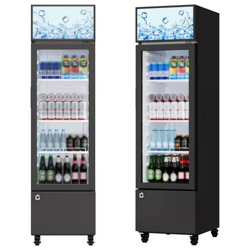 Réfrigérateur à boissons COZONY avec porte vitrée, glacière commerciale de 6,1 pi³ avec boîte lumineuse, sans givre pour bar, restaurant, magasin