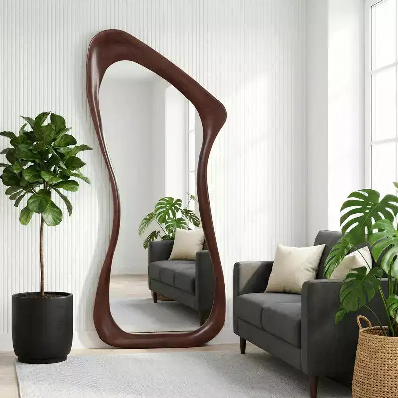 Dovelina 71H*31W Miroir asymétrique pleine longueur Miroir décoratif à poser Miroir de salle de bain moderne pour salon salle à manger entrée chambre à coucher