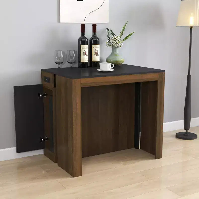 CLIHOME Table à manger extensible moderne multifonctionnelle avec prise, Table extensible peu encombrante avec rangement