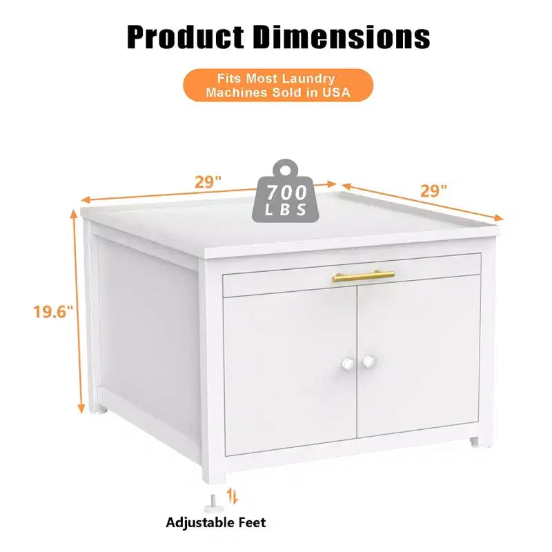 Socle pour laveuse et sécheuse en métal robuste noir/blanc – Unité simple, anti-vibration