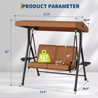 Balançoire de jardin 2 places avec auvent, assise rembourrée, cadre en fer robuste, banc d'extérieur résistant aux intempéries pour patio, balcon ou arrière-cour