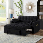 Canapé-lit convertible 4-en-1 – Causeuse en velours – Lit d'appoint avec dossier inclinable, 2 poches latérales