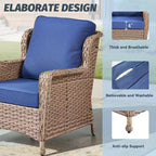 GDFStudio Halston Salon de jardin en osier avec coussins et table d'appoint