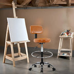 Tabouret de dessinateur réglable en hauteur - Avec cuir de qualité supérieure, roulettes pivotantes
