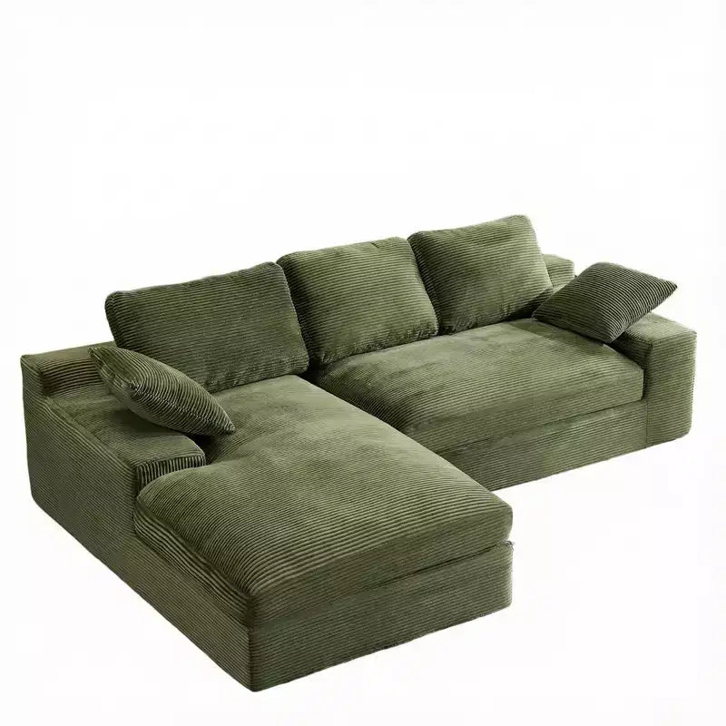 Canapé compressé en velours côtelé Clihome - Doux et agréable pour la peau avec 3 coussins de dossier et 2 coussins décoratifs