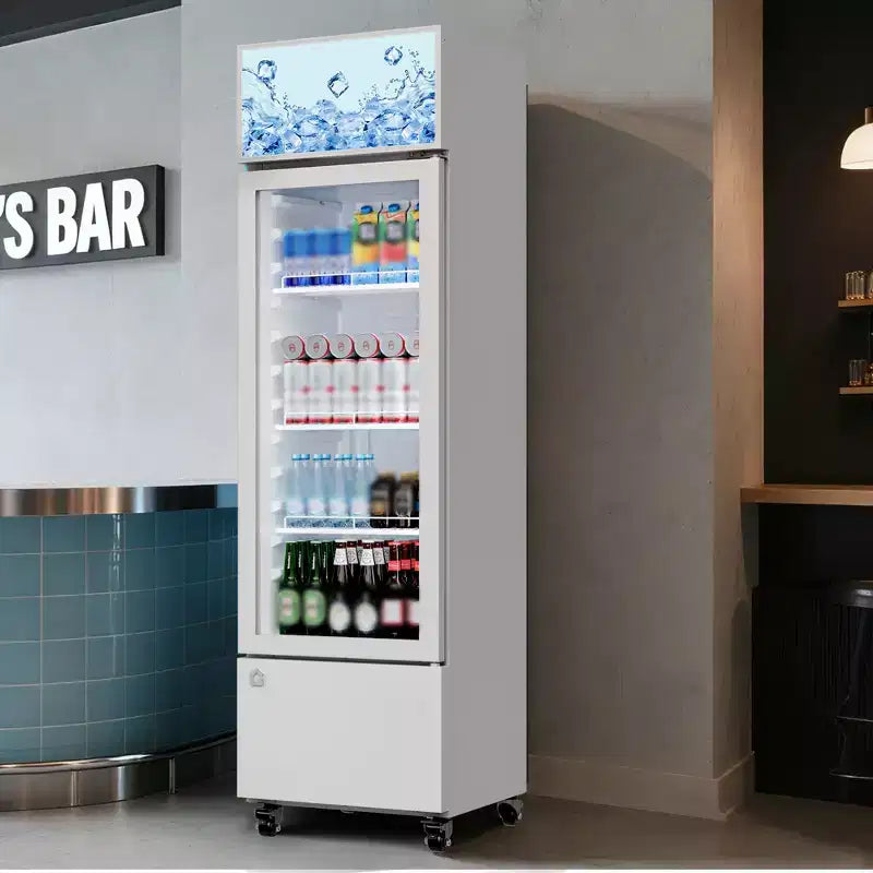 Réfrigérateur à boissons COZONY avec porte vitrée, glacière commerciale de 6,1 pi³ avec boîte lumineuse, sans givre pour bar, restaurant, magasin