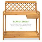 Table de rempotage de jardin en bois d'extérieur Best Choice Products, plan de travail avec tiroir de rangement et étagère ouverte