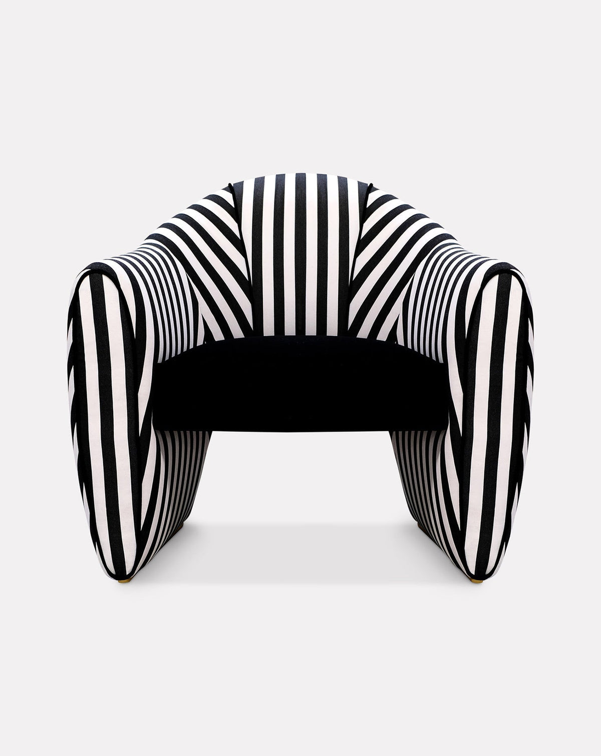 Fauteuil sculptural en satin et velours rayé