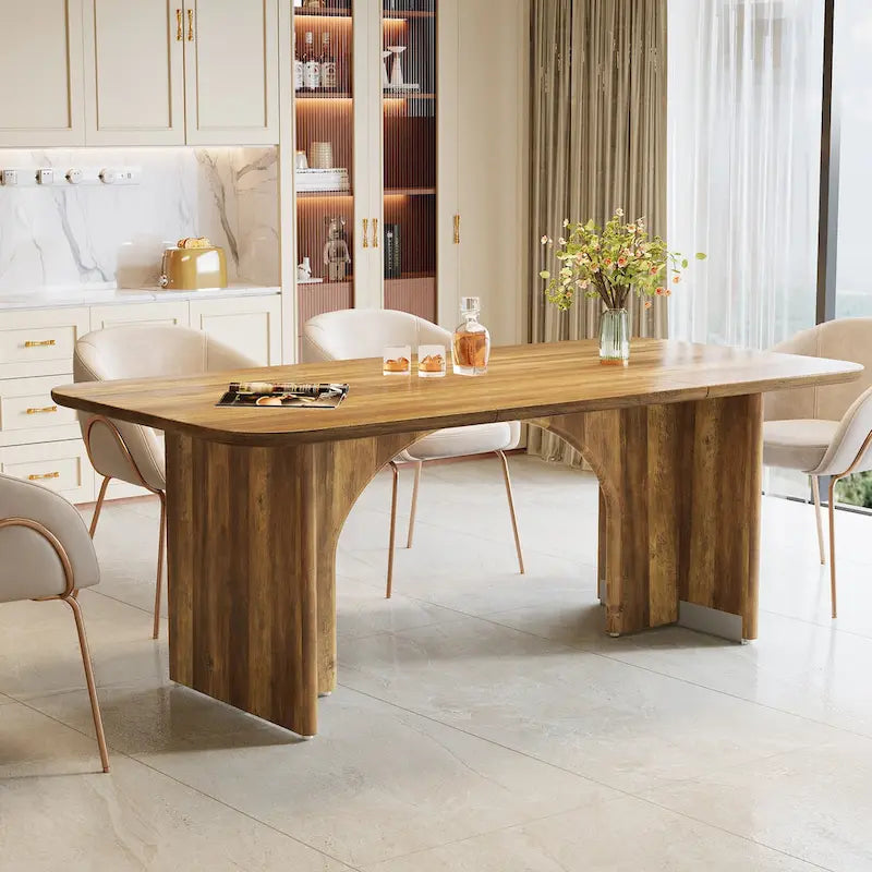 Grande table de salle à manger de 160 cm pour 4 à 6 personnes, table de cuisine rectangulaire moderne
