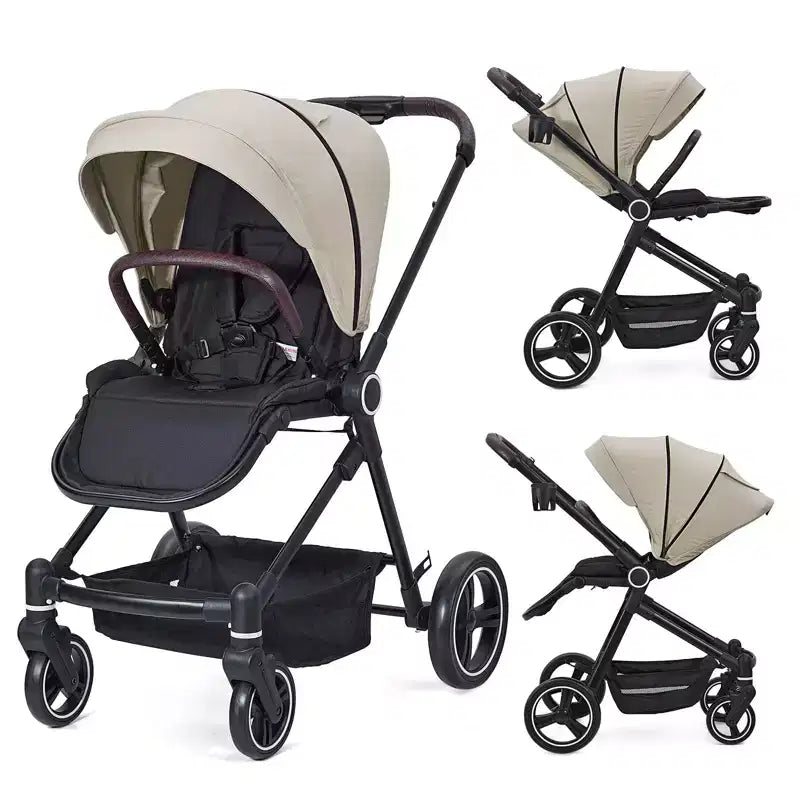 Poussette Bébé, Poussette Pliante - Poussette Haute pour Nouveau-né et Tout-petit, Landau Convertible avec Dossier Réversible