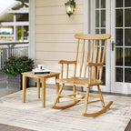 Costway Lot de 2 chaises à bascule en bois, finition brillante, blanc/café