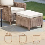 GDFStudio Halston Salon de jardin en osier avec coussins et table d'appoint