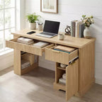Bureau de direction moderne Haoran 55 de GDFStudio, à façade rainurée, avec prise électrique, tablette pour clavier, porte et tiroirs