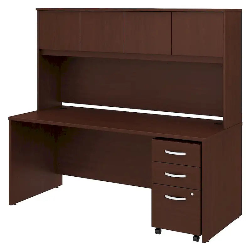 Bureau de 72 po avec huche et caisson mobile à 3 tiroirs