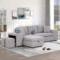 Sectionnel réversible en L de 104,5 po avec chaise longue de rangement et 2 poufs – Canapé-lit convertible 3 places pour salon
