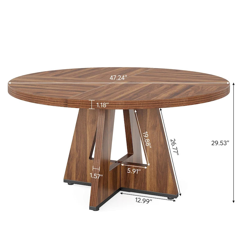 Table à manger ronde de 47 pouces pour 4 personnes, table de salle à manger en bois pour cuisine, salle à manger, salon - N/A