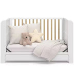 Lit bébé convertible 4-en-1 avec tiroir et étagères amovibles, base de matelas réglable