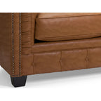 Canapé Chesterfield en cuir italien pleine fleur touffeté Hancock - 31 H x 86 L x 40 P
