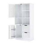 Meuble de rangement haut de salle de bain de 157 cm, armoire de rangement sur pied avec tiroir et étagère réglable, armoire de rangement polyvalente pour salle de bain et salon