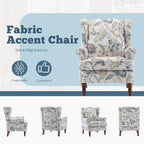 Fauteuil d'appoint moderne Erommy, fauteuil à dossier haut, canapé simple en tissu rembourré avec boutons et pieds en bois pour salon