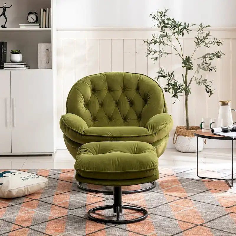 Fauteuil d'appoint avec pouf