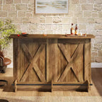 Table de bar Lantine de 63 pouces, table de pub de hauteur armoire de bar à 2 niveaux avec repose-pieds pour cuisine à domicile, bistrot, salle à manger, salon, marron
