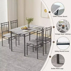 Ensemble de salle à manger rectangulaire Dyonery pour 4 personnes, table de cuisine 5 pièces et 4 chaises, ensemble de table de salle à manger, ensemble de table de cuisine compact pour petit espace