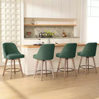 Lot de 4 tabourets de bar pivotants à hauteur de comptoir Bekrvio 26 po avec dossiers et pieds en bois, tabourets de bar rembourrés en tissu lin/similicuir pour îlot de cuisine
