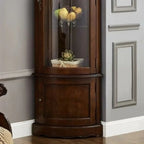 Meuble d'angle classique en bois d'hévéa marron avec porte vitrée