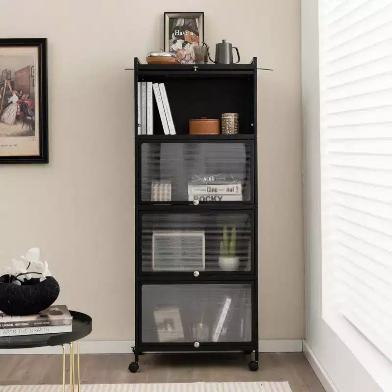 Meuble de cuisine Costway à 5 niveaux avec rangement, buffet mobile pour micro-ondes, portes basculantes, blanc/noir/gris/vert