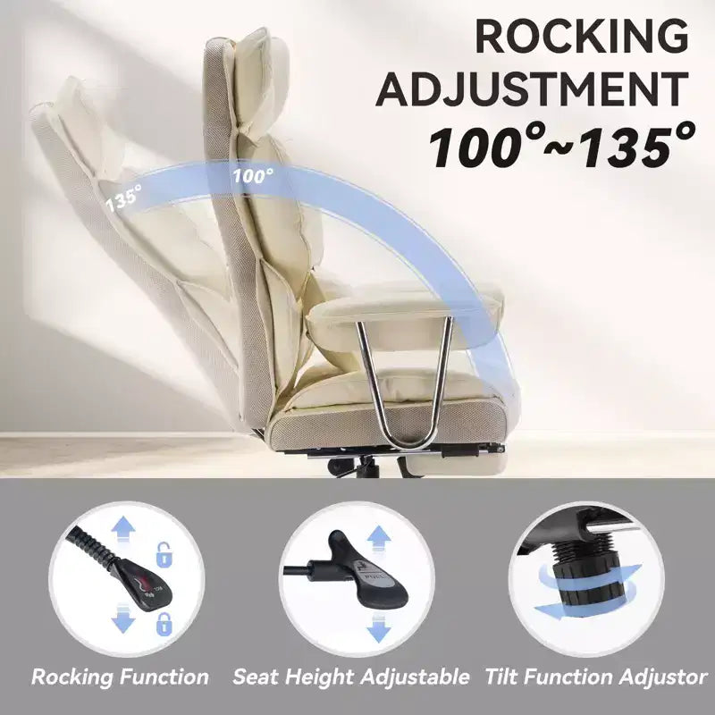 Efomao Chaise de Bureau Ergonomique 400 lbs, Grande Chaise d'Ordinateur en Cuir PU pour Personnes de Grande Taille, Fauteuil de Direction avec Repose-Pieds et Soutien Lombaire