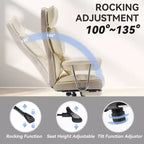 Efomao Chaise de Bureau Ergonomique 400 lbs, Grande Chaise d'Ordinateur en Cuir PU pour Personnes de Grande Taille, Fauteuil de Direction avec Repose-Pieds et Soutien Lombaire