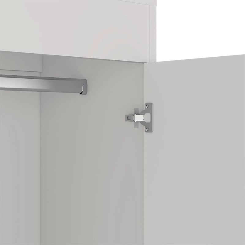 18.9 Armoire moderne à deux portes avec deux tiroirs inférieurs et tringle de suspension pour chambre à coucher