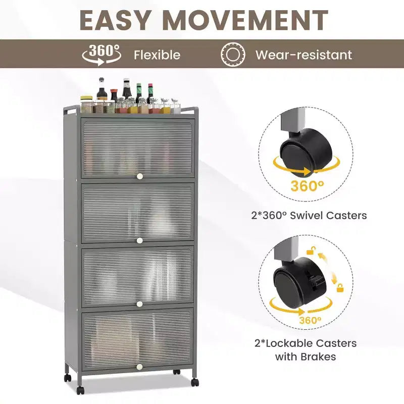 Meuble de cuisine Costway à 5 niveaux avec rangement, buffet mobile pour micro-ondes, portes basculantes, blanc/noir/gris/vert
