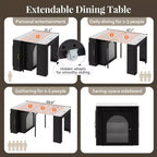Table à manger extensible Whisen, table îlot mobile roulante avec 3 rallonges amovibles, meuble de rangement
