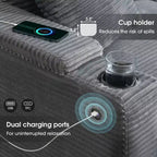 Canapé d'angle modulable en velours côtelé 106 avec accoudoir, rangement, porte-gobelets, chargeur USB et canapé modulaire surdimensionné confortable