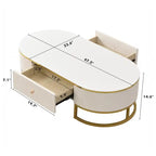 Table basse ovale en bois composite de 47,2 po avec tiroirs de rangement