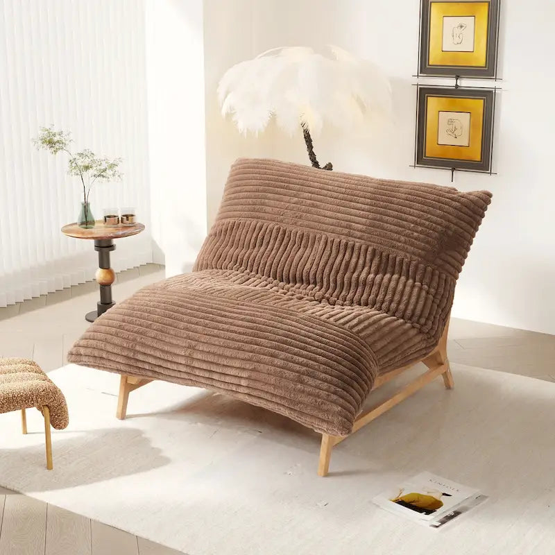Fauteuil poire grand format, fauteuil poire moelleux avec cadre en bois massif, chaise longue confortable avec rembourrage en duvet