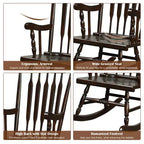 Costway Lot de 2 chaises à bascule en bois, finition brillante, blanc/café