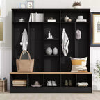 Meuble d'entrée large CLIHOME avec banc de rangement, armoire à chaussures minimaliste avec cubes de rangement et étagères