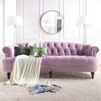 Canapé capitonné chesterfield La Rosa 84 en velours, style moderne du milieu du siècle