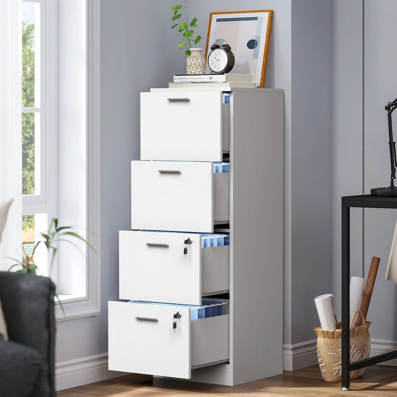 Moasis 51H Classeur Vertical à 4 Tiroirs Verrouillable pour Bureau à Domicile