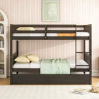 Lit superposé moderne en bois, double sur double avec lit gigogne, convertible en 2 lits